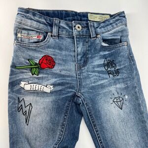 Diesel Kid Girls Super‎ Slim Skinny Jeans Blue Embellished/Embroidered Size 8